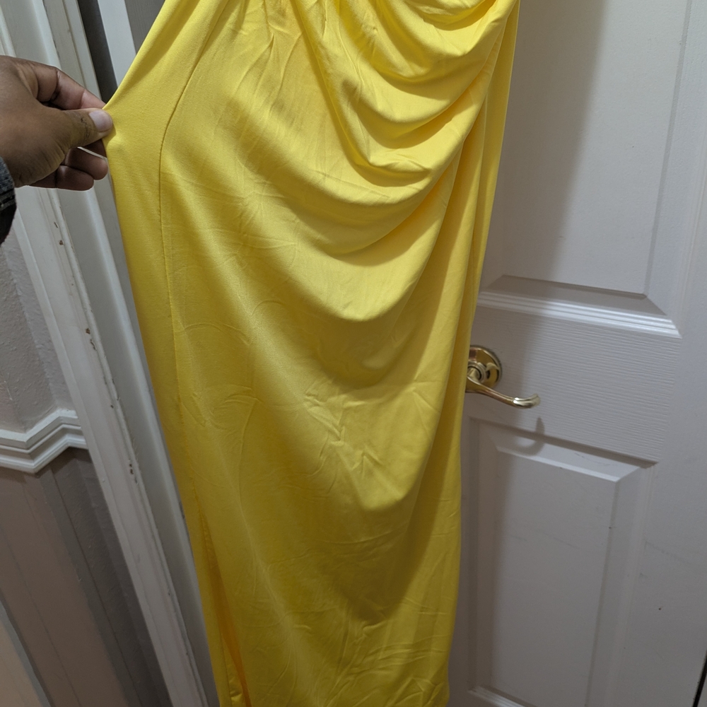 Sunny Yellow Draped Maxi Dress